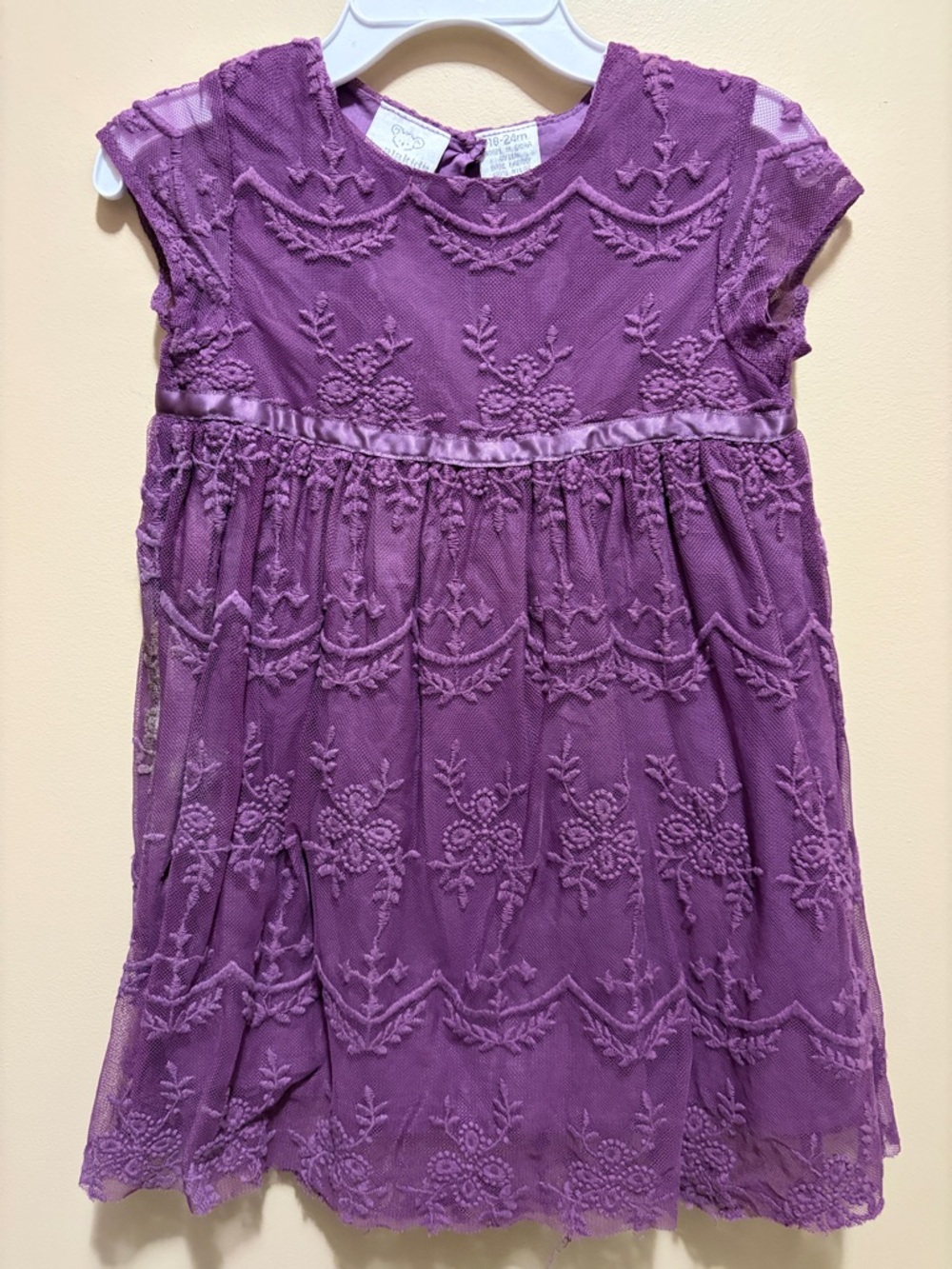 Koala Kids Purple Embroidered Lace Dress